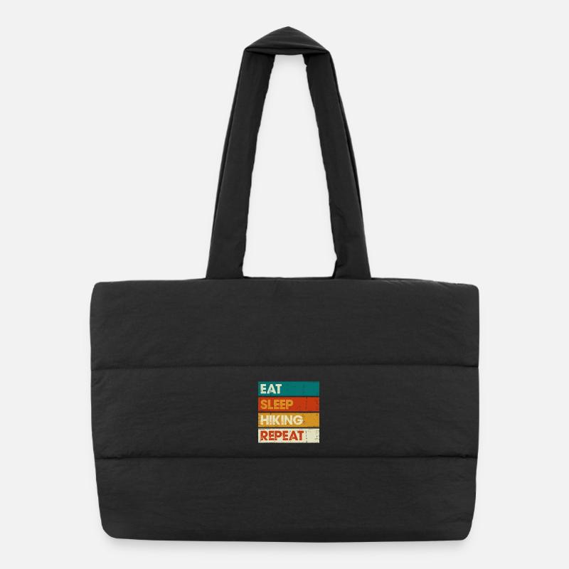 Manger Dormir Randonnée Répéter Rayures en détresse Sac shopping matelassé