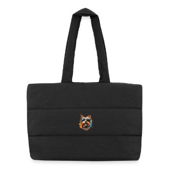 Yorkie with sunglasses - Puffer Shopping Bag - black - Front