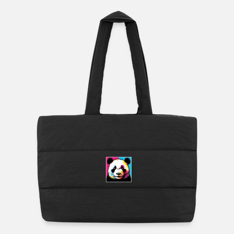 Panda - Puffer-Einkaufstasche - Schwarz