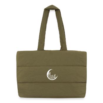 Weißer blühender Mond - Puffer-Einkaufstasche - safari Green - Vorne