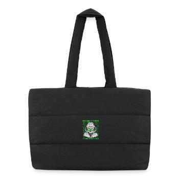 Became a Coder – Cyber Dog Binary - Puffer-Einkaufstasche - Schwarz - Vorne