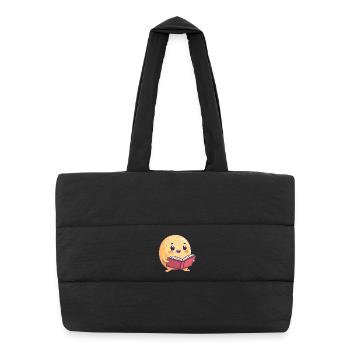 Glückliche Kartoffel beim Lesen eines Buches - Entzückendes Design - Puffer-Einkaufstasche - Schwarz - Vorne