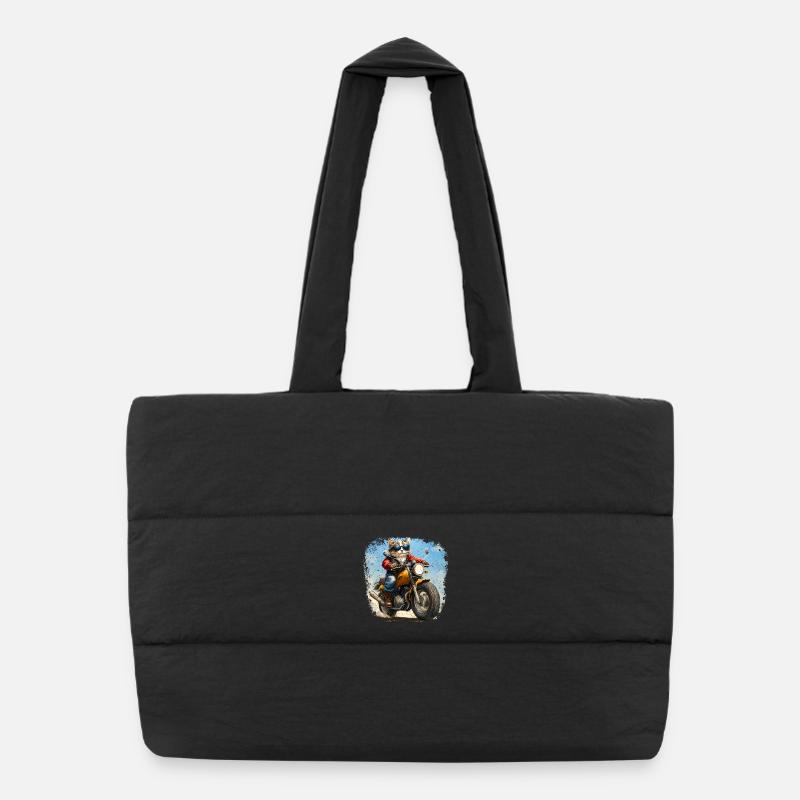Chats Motards / Moto Chat - Sac shopping matelassé - noir