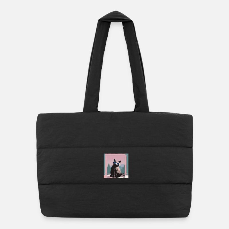 Chat au look rétro d’été Sac shopping matelassé