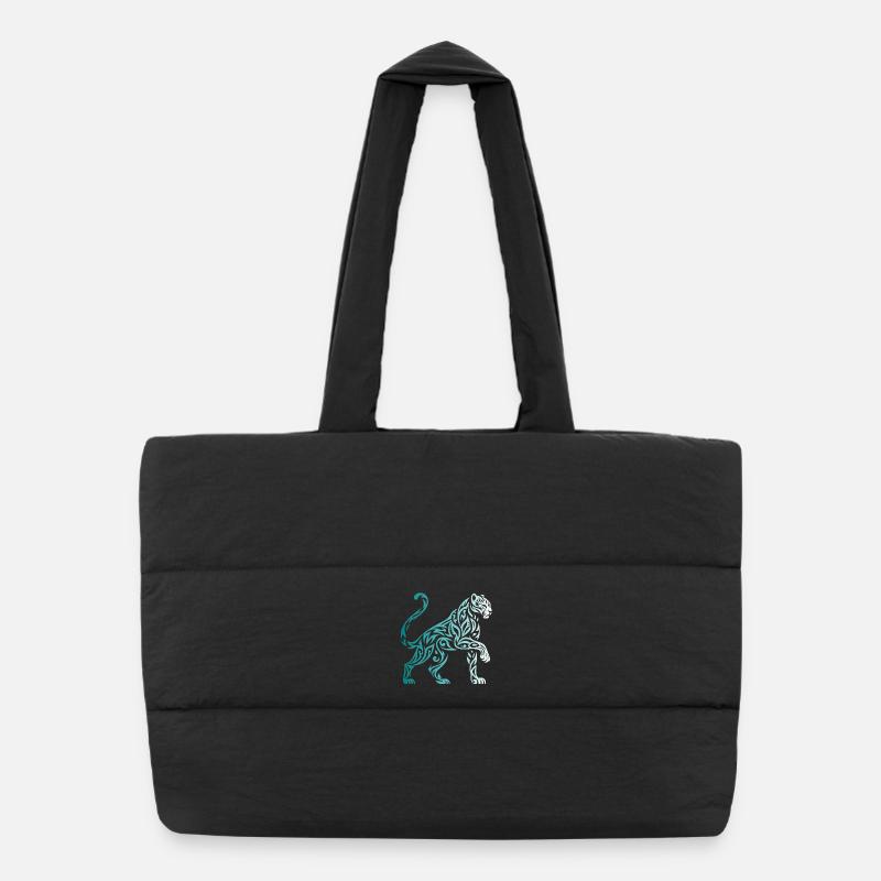 panthere tribal dégradé bleu blanc Sac shopping matelassé