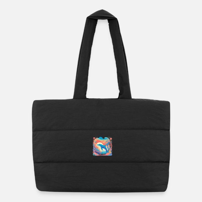 Unterwasser-Regenbogendelfin Puffer-Einkaufstasche