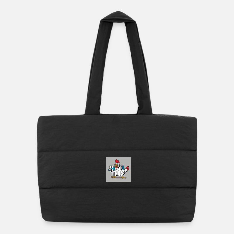 Lustiges Huhn "Hendl this" - Puffer-Einkaufstasche - Schwarz