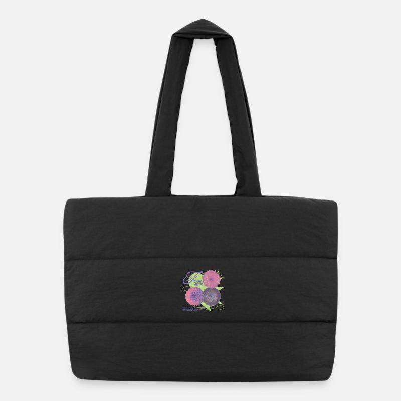 Floral Vision Statement - Puffer-Einkaufstasche - Schwarz