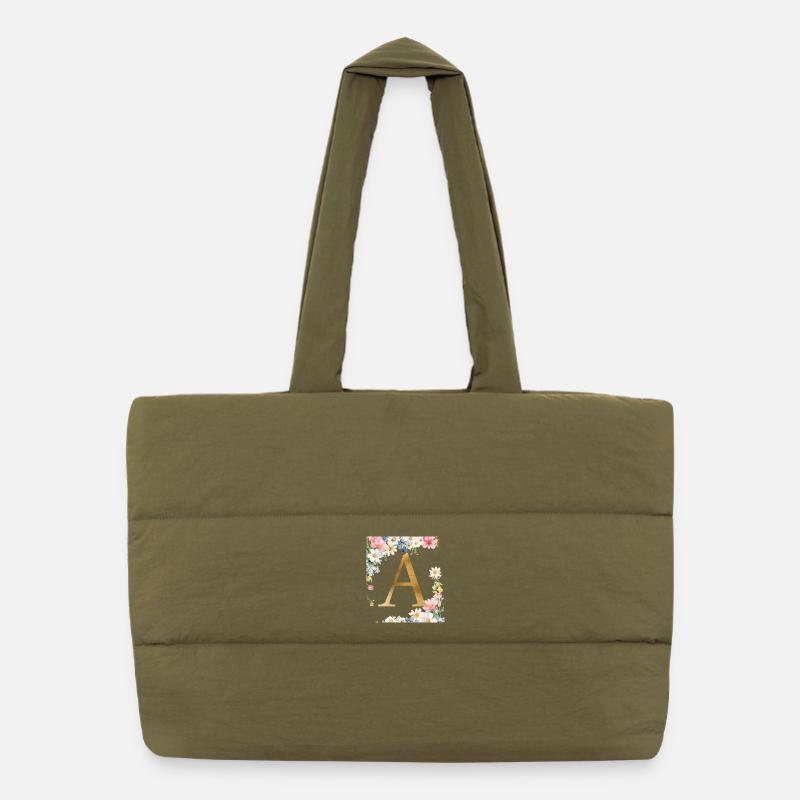 Un monogramme, floral, personnalisable Sac shopping matelassé
