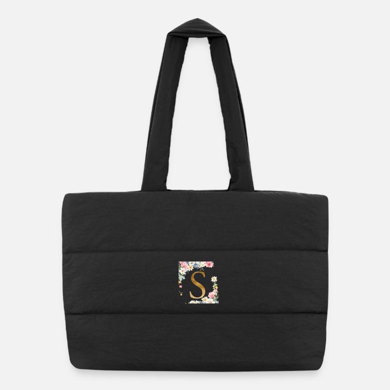 S Monogramme, Floral, Personnalisable Sac shopping matelassé