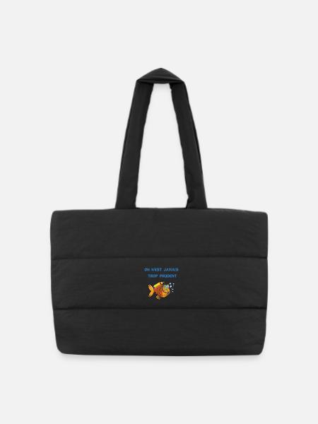 Poisson plongeur - Sac shopping matelassé - noir