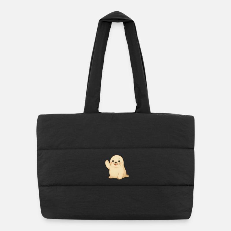 Kleine winkende Robbe Puffer-Einkaufstasche