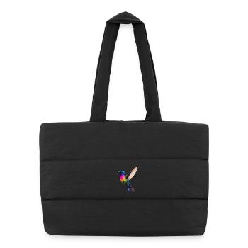 Vibrant Rainbow Hummingbird Design - Puffer Shopping Bag - black - Front