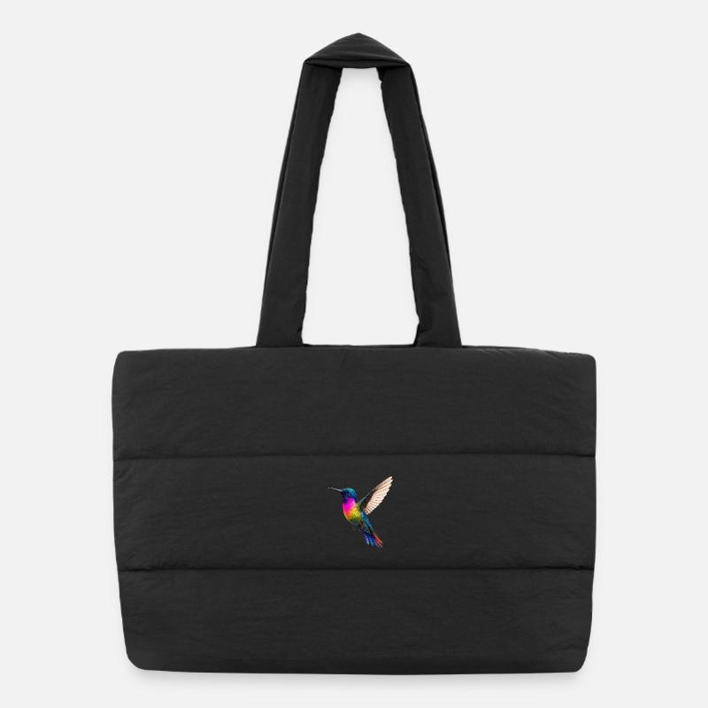 Conception vibrante de colibri arc-en-ciel - Sac shopping matelassé - noir
