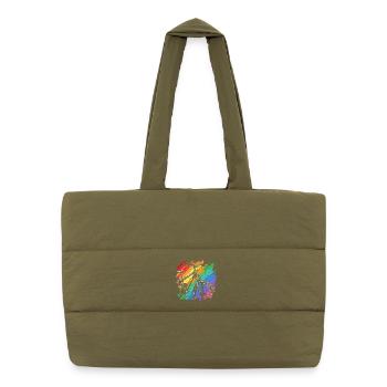 Vibrant Bicycle Art Print - Puffer Shopping Bag - safari green - Front