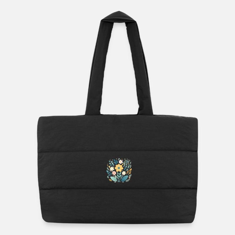 Sanfte pastellfarbene Blumenblüte - Boho Botanical Puffer-Einkaufstasche