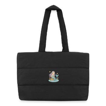 Nordische Fantasie - Lila Meerjungfrau - Puffer-Einkaufstasche - Schwarz - Vorne