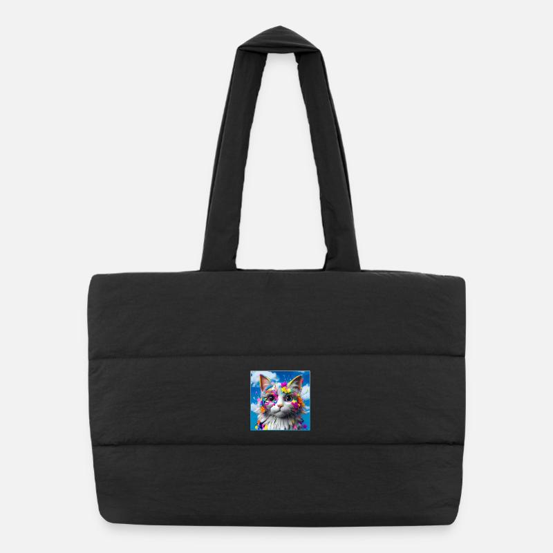 Colorful Cat Puffer Shopping Bag