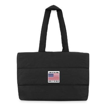 Patriotic American Flag with Bold Text - Puffer Shopping Bag - black - Front
