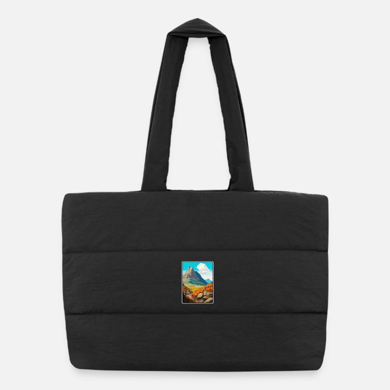 Dolomites Italy Mountain Landscape Illustration Puffer Shopping Bag