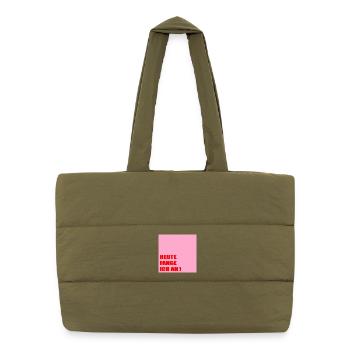 Powerful Motivation Self-Confidence - Puffer Shopping Bag - safari green - Front
