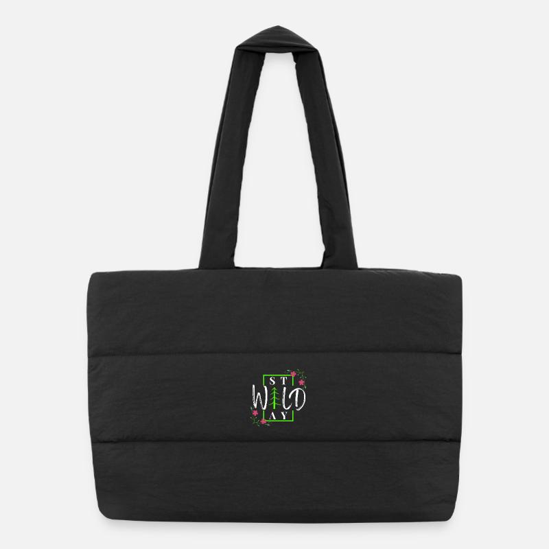 Stay Wild - Rustic Winter Forest Puffer Shopping Bag
