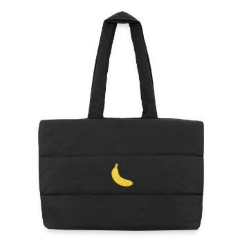 Glitzernde Bananen-Illustration - Puffer-Einkaufstasche - Schwarz - Vorne