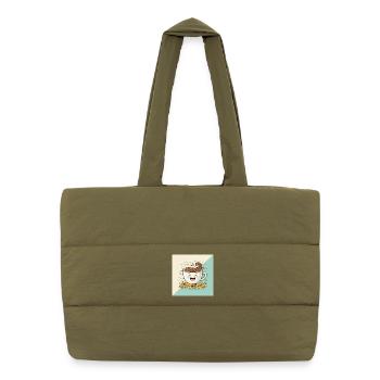 Tasse à café Happy et code - Sac shopping matelassé - safari green - Devant