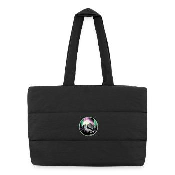 Siberian Husky with Northern Lights - Puffer Shopping Bag - black - Front