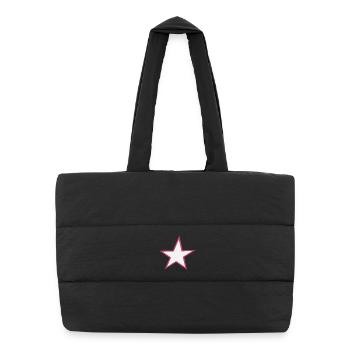 Glowing star motif - Puffer Shopping Bag - black - Front
