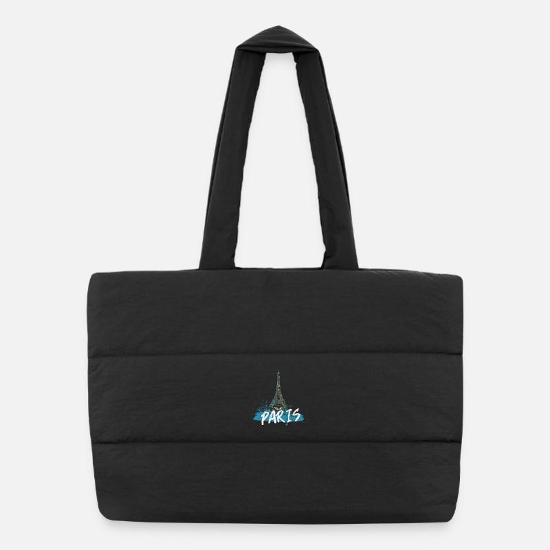 Paris Eiffel Tower with Calligraphy Puffer Shopping Bag