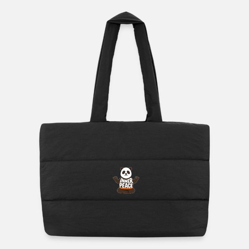 Panda Méditer - Paix intérieure - Sac shopping matelassé - noir