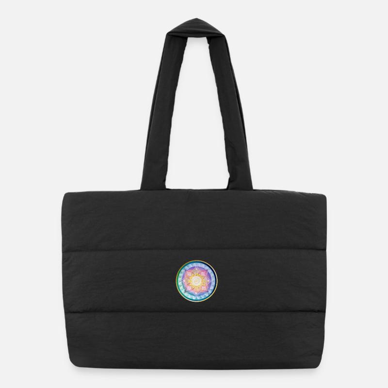 Harmonious mandala meditation design - Puffer Shopping Bag - black