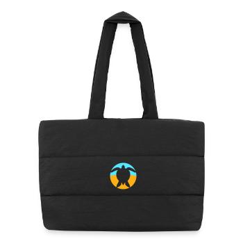 Tortue Logo Plage Eau Mer Rond Icône - Sac shopping matelassé - noir - Devant