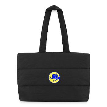 Escargot Arbre Branche Nuit Lune Rond Doux Heureux - Sac shopping matelassé - noir - Devant