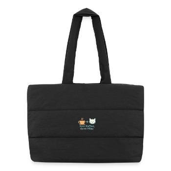 First coffee, then meow - Puffer Shopping Bag - black - Front