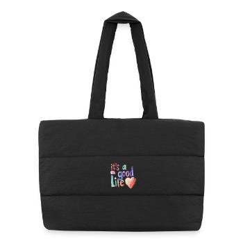 C’est une belle vie - Sac shopping matelassé - noir - Devant