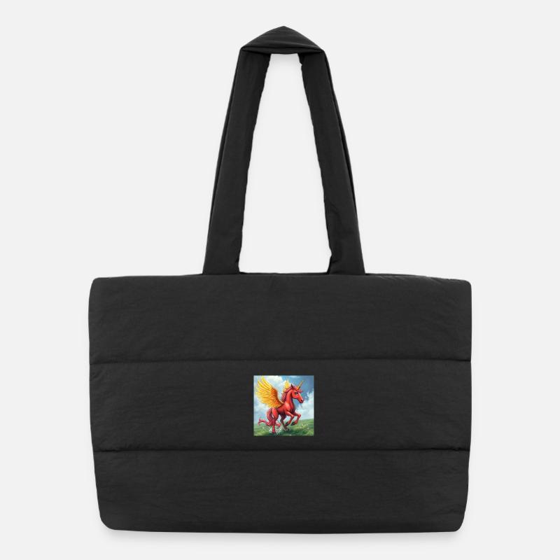 red unicorn Puffer-Einkaufstasche