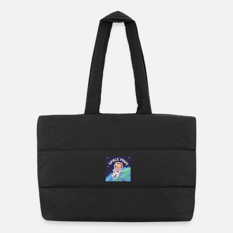 Space Paws – Pixel Cat Astronaut  Puffer-Einkaufstasche