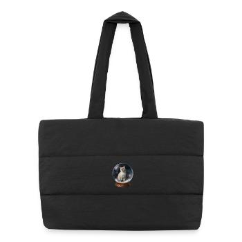 Cosmic Cat in Snow Globe - Puffer Shopping Bag - black - Front