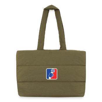 Microphone Check League Icon – Sportfan - Puffer-Einkaufstasche - safari Green - Vorne