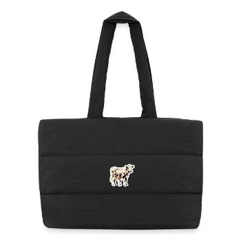 Cow with Calf – Timeless Farm Illustration - Puffer Shopping Bag - black - Front