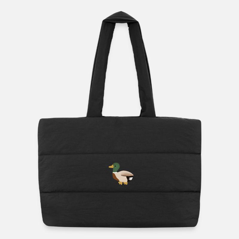 Mallard Duck Minimal Illustration Puffer Shopping Bag