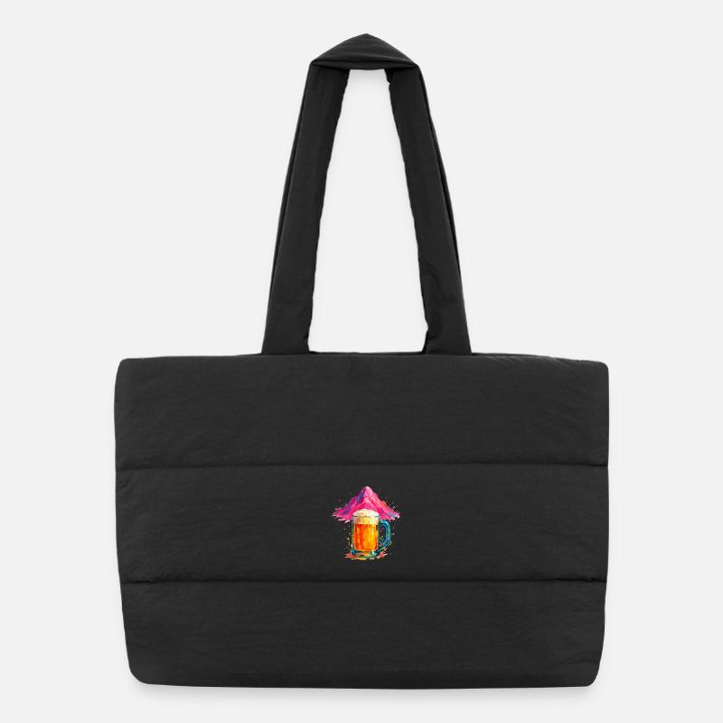 Motif coloré d’éclaboussures de bière Sac shopping matelassé