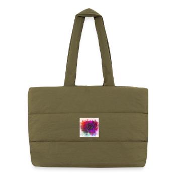 Abstract poppy - Puffer-Einkaufstasche - safari Green - Vorne
