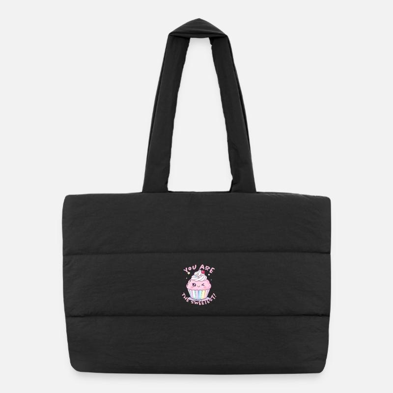 Tu es le cupcake le plus mignon - Sac shopping matelassé - noir