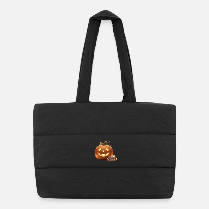 Happy Halloween Pumpkin - Puffer Shopping Bag - black
