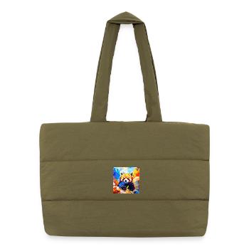 Panda Rouge Fleur Bleue - Sac shopping matelassé - safari green - Devant