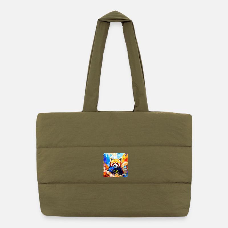 Panda Rouge Fleur Bleue Sac shopping matelassé