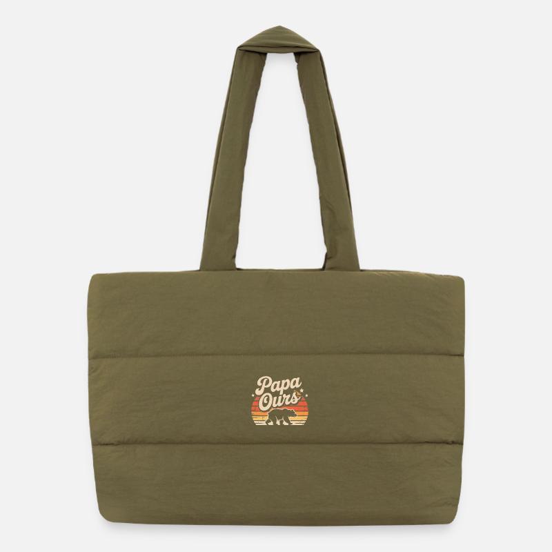 Papa Bear Retro Sun Puffer Shopping Bag